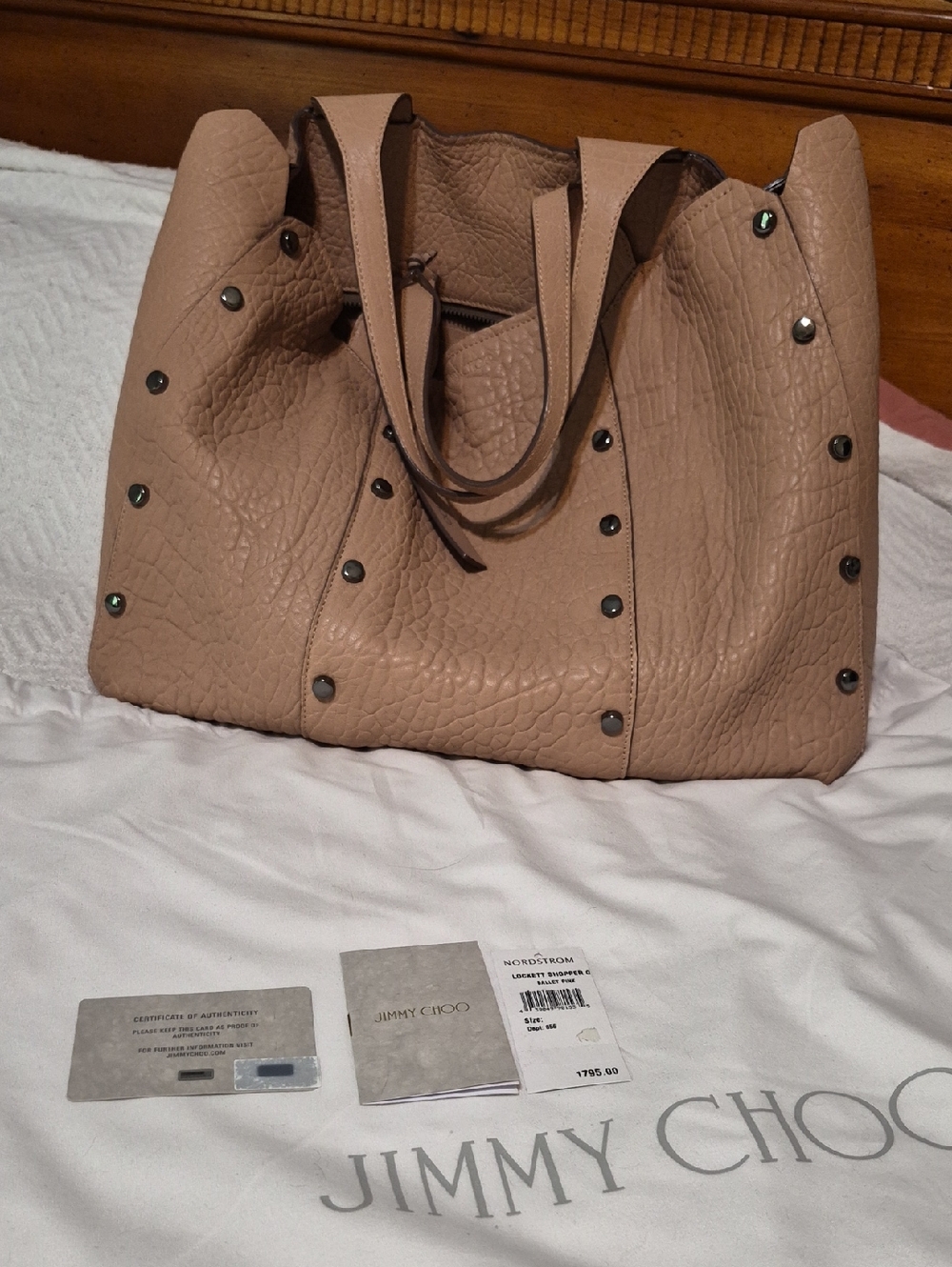 NWT Jimmy Choo Ballet Pink Leather Studded Tote